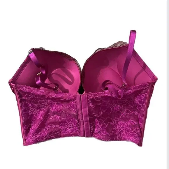 Victorias Secret Very Sexy Bombshell Add-2-Cups Push Up Corset Top Raspberry - Picture 10 of 10
